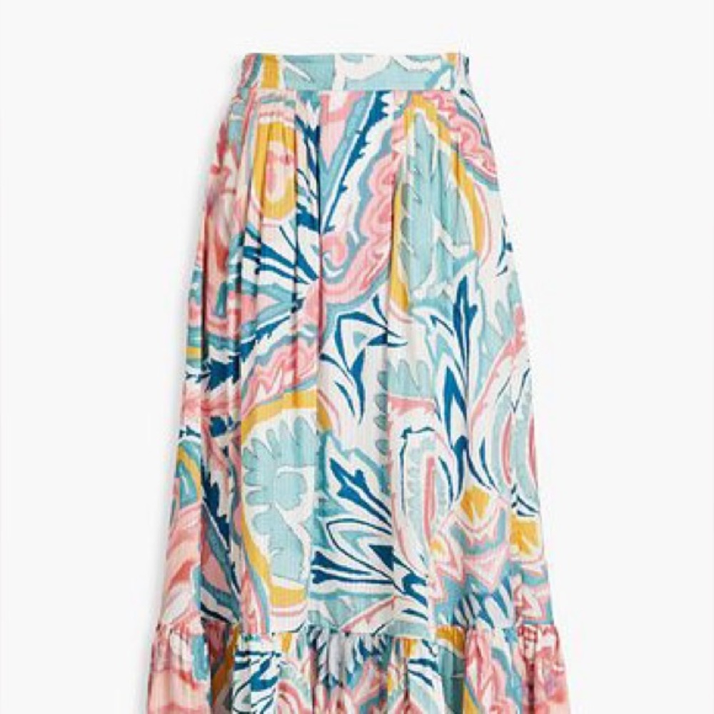 Etro Pink and Blue Midi Skirt with Tie Front
